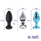 Venture Collection (Medium) - Deluxe Anal Plug Set – Vibrating Silicone, Glass & Metal