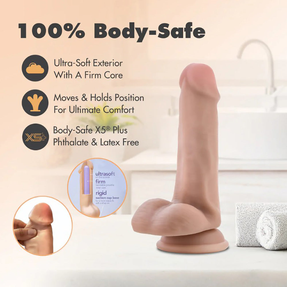 Dr. Skin Plus - 6" Posable Dildo With Balls - Vanilla
