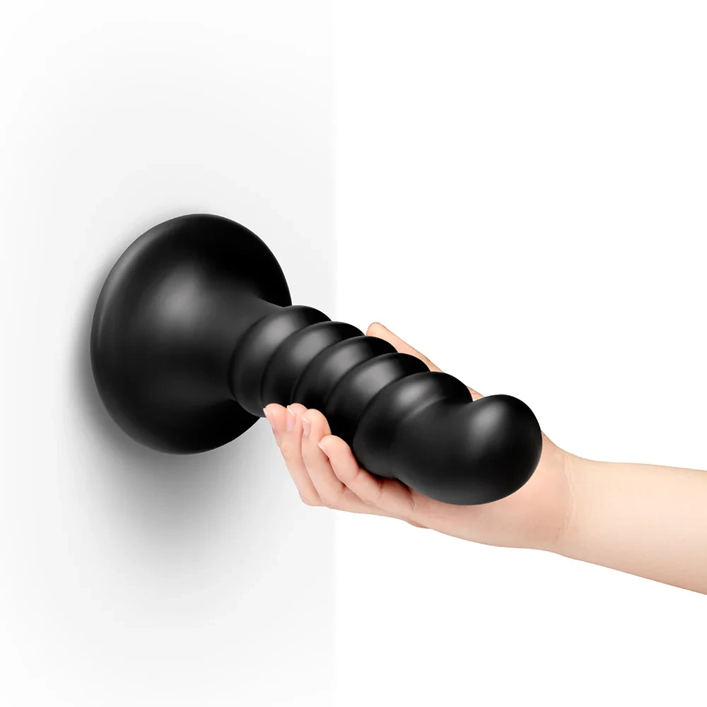 b-Vibe Krush Curved & Ribbed Dildo with Suction Cup - 9.5"