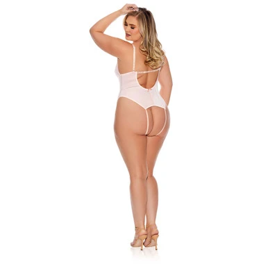 CROTCHLESS MESH TEDDY PEACH PLUS SIZE