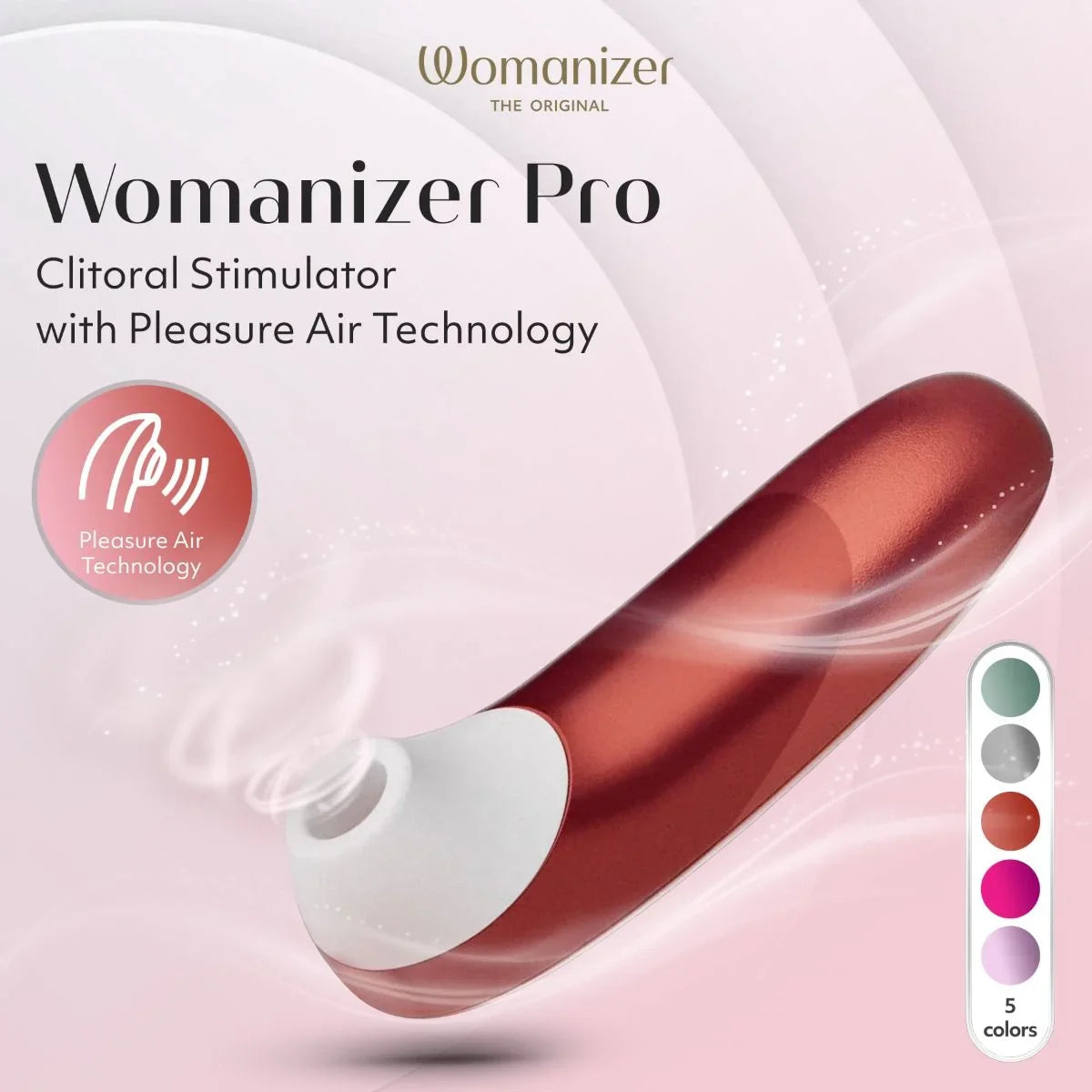 Womanizer Pro Clitoral Stimulator - Bordeaux Red.