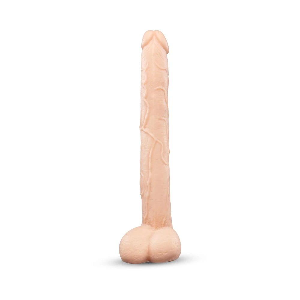 b-Vibe Bone Deep-Insert Dildo with Realistic Balls and Suction Cup - 17"