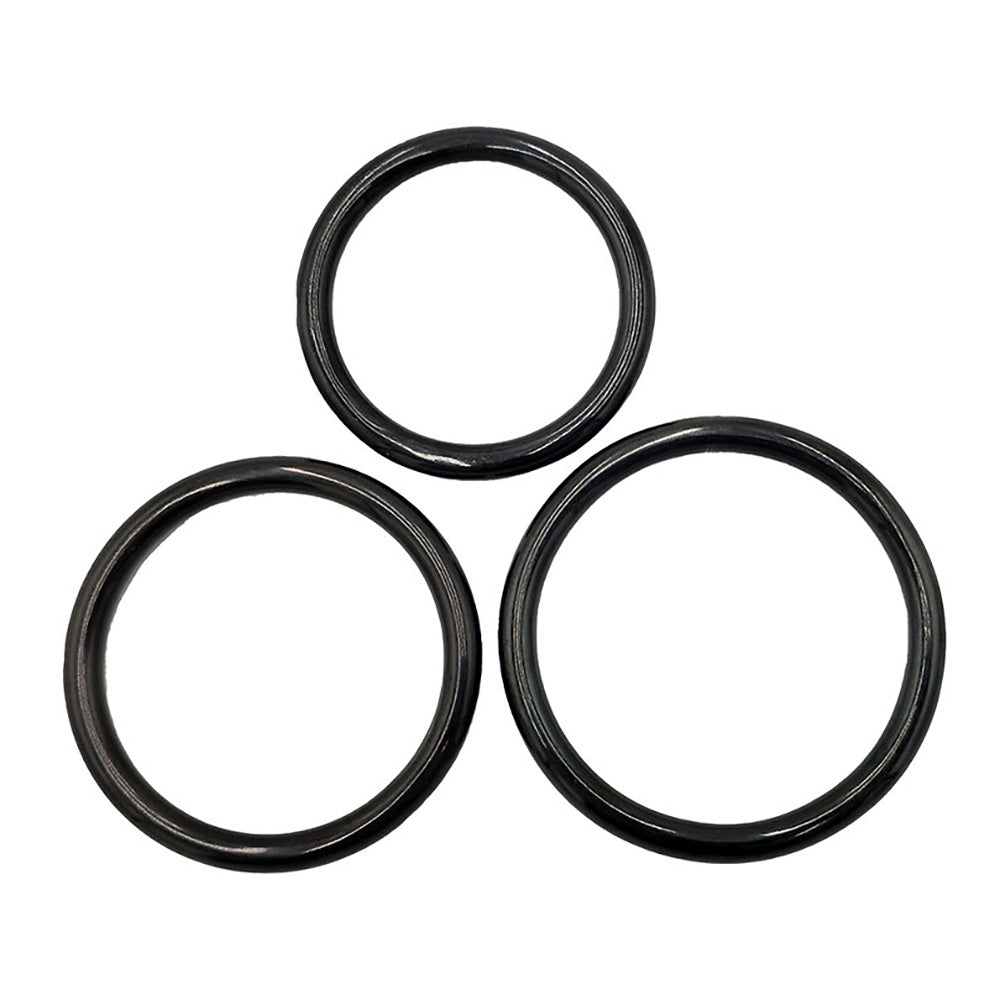 Stainless Steel 3 Piece Cock Ring Set (45/50/55mm) - Black
