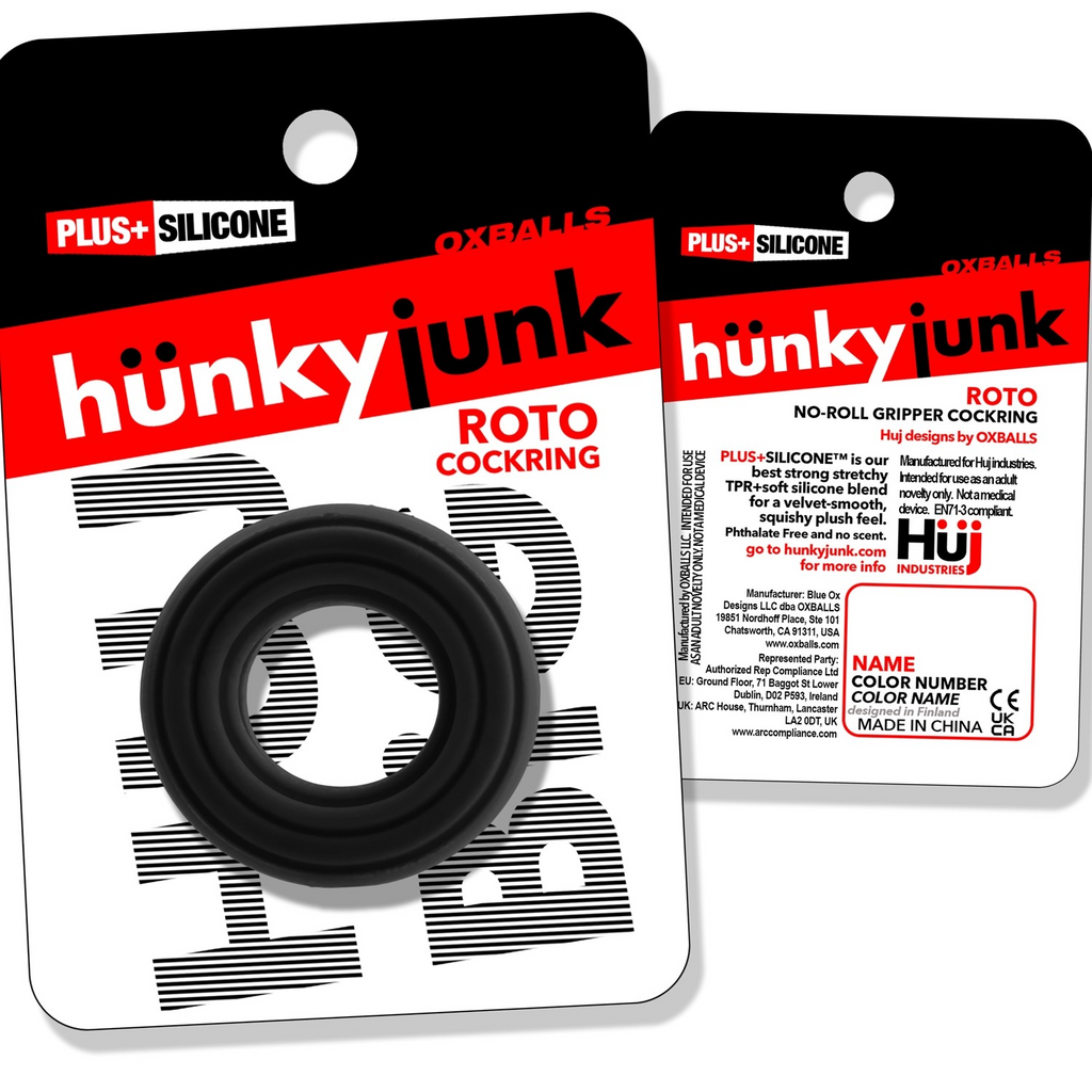 ROTO grooved gripper-ribbed cockring BLACK FOG
