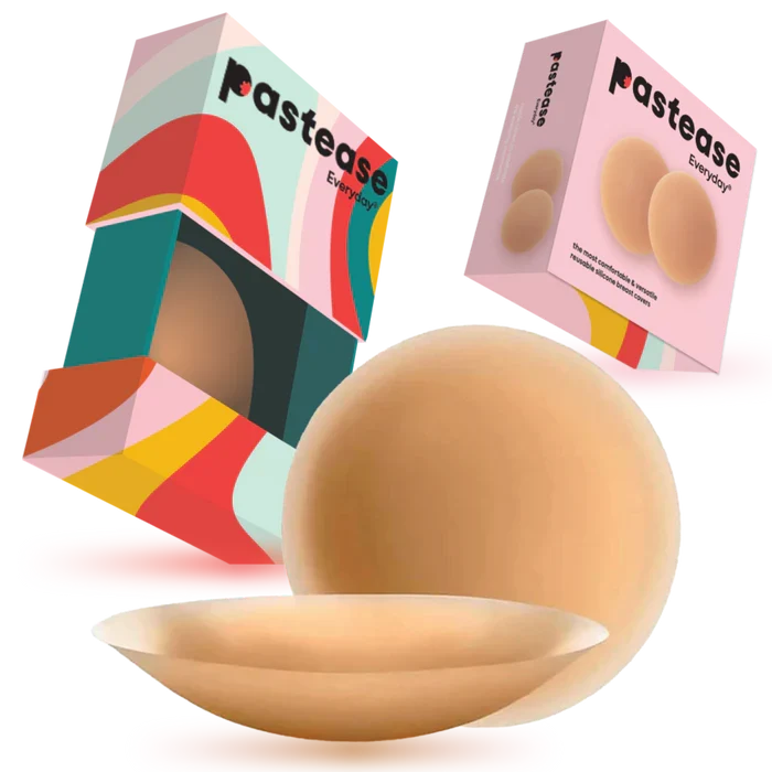 Pastease Everyday Silicone Reusable Nipple Covers with Travel Box - Caramel Tan - Large (D+ Cups)