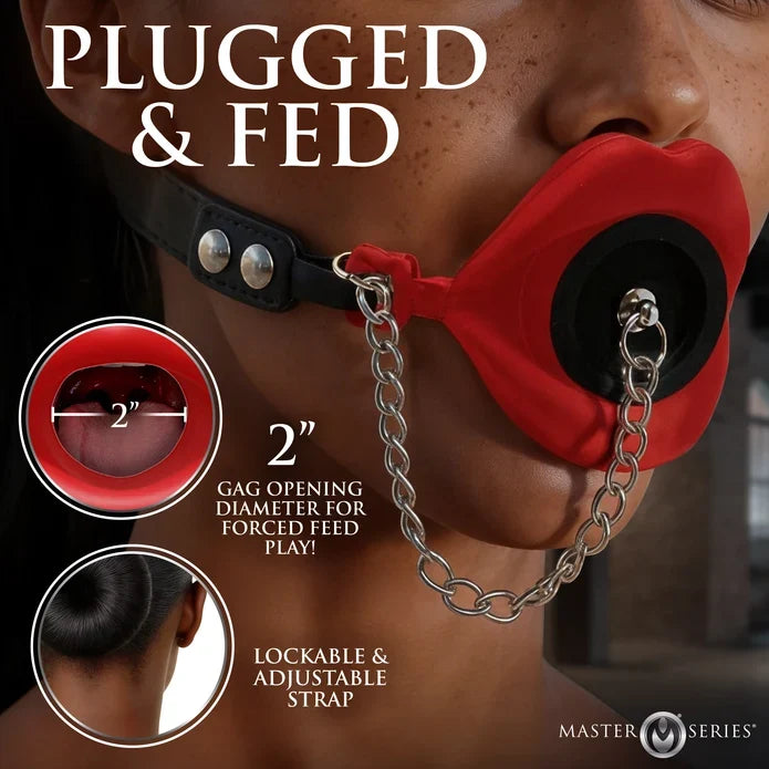 Plugged Silicone Feeding Gag - Red