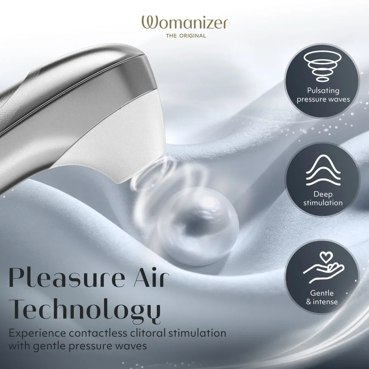 Womanizer Pro Clitoral Stimulator - Silver Gray.