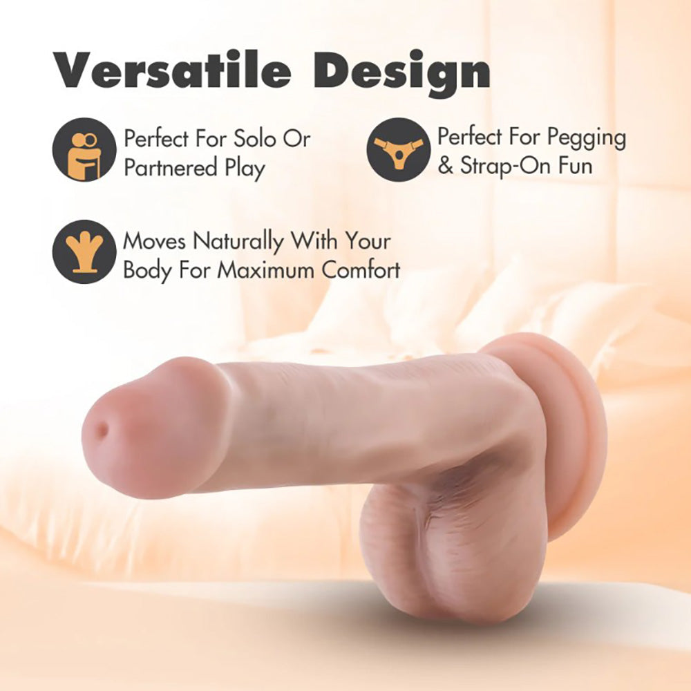 Dr. Skin Plus - 6" Posable Dildo With Balls - Vanilla