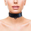 Leather Collar - Black with Black