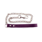 Genuine Leather Lead with Chain - Purple