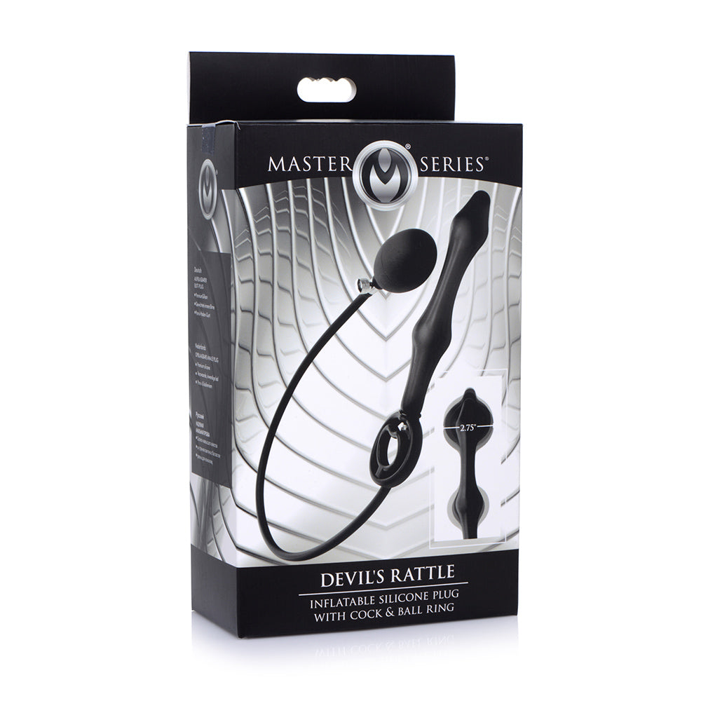 Devils Rattle Inflatable Silicone Anal Plug with Cock and Ball Ring
