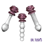 The Sacred Rose Anal Plug & Dildo Glass Trio