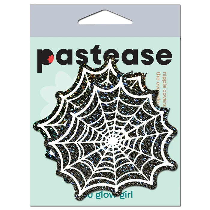 Glitter Black Glow in the Dark Spooky Spider Web Pasties