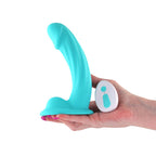 Colours - Curve - Vibrating w/ remote - 5" Dildo - Teal