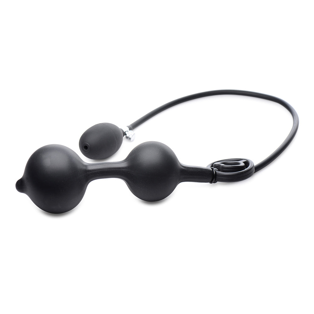 Devils Rattle Inflatable Silicone Anal Plug with Cock and Ball Ring