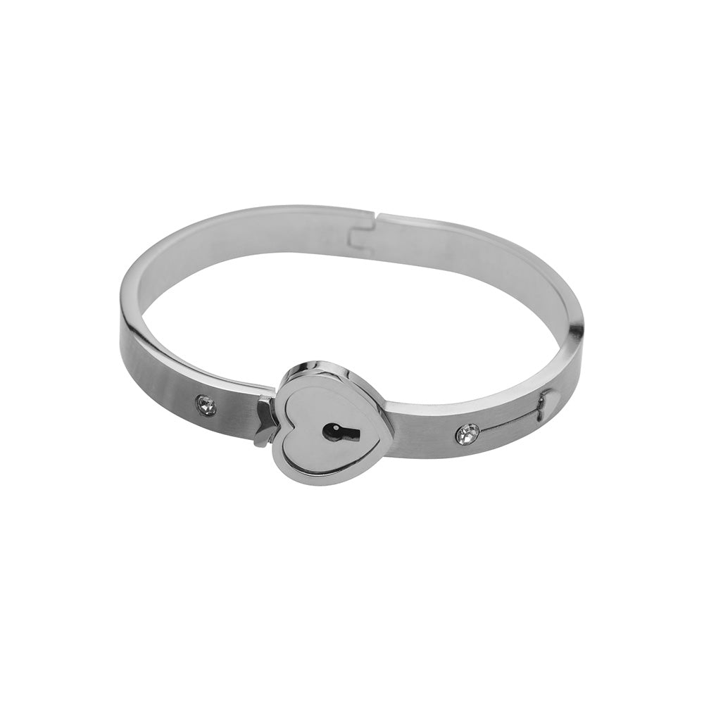 Cuffed Locking Bracelet and Key Necklace - Tungsten Steel