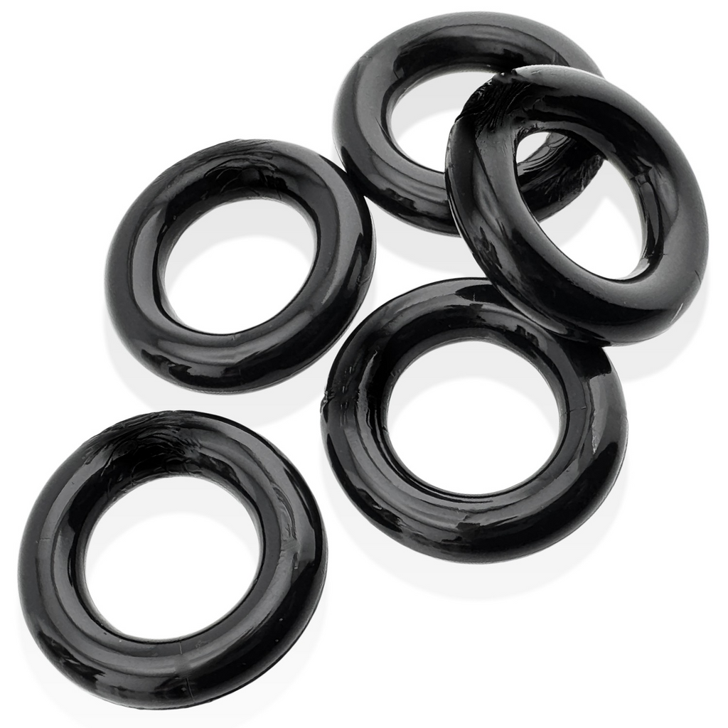 JACKER 5-STACK five-pack tube super-strong  cockrings BLACK