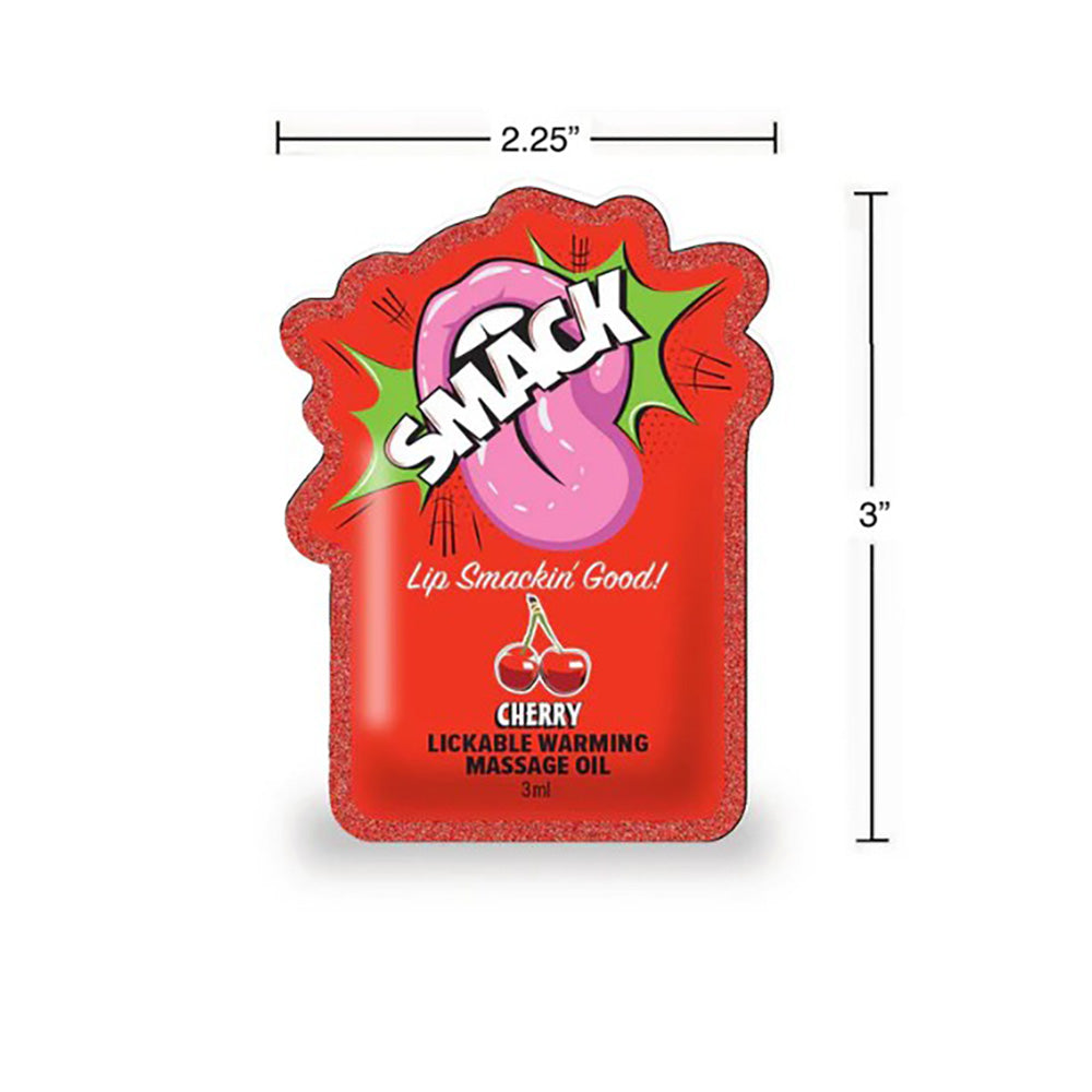 SMACK Warming Lickable Massage Oil - Cherry - 3ml Pouch (Display of 36)