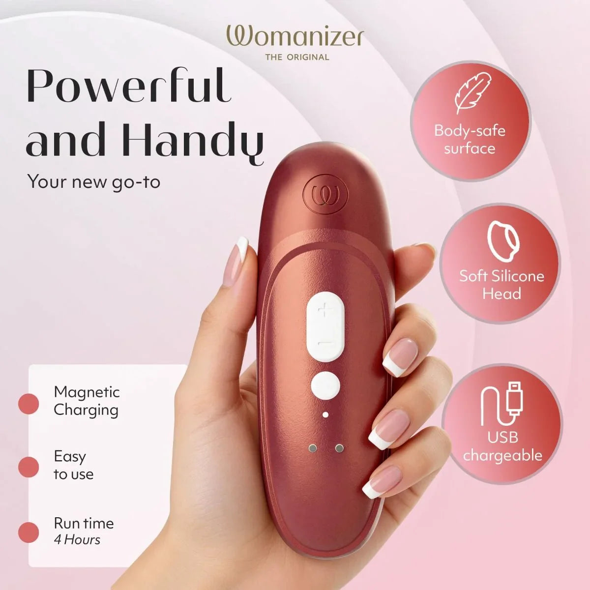 Womanizer Pro Clitoral Stimulator - Bordeaux Red.