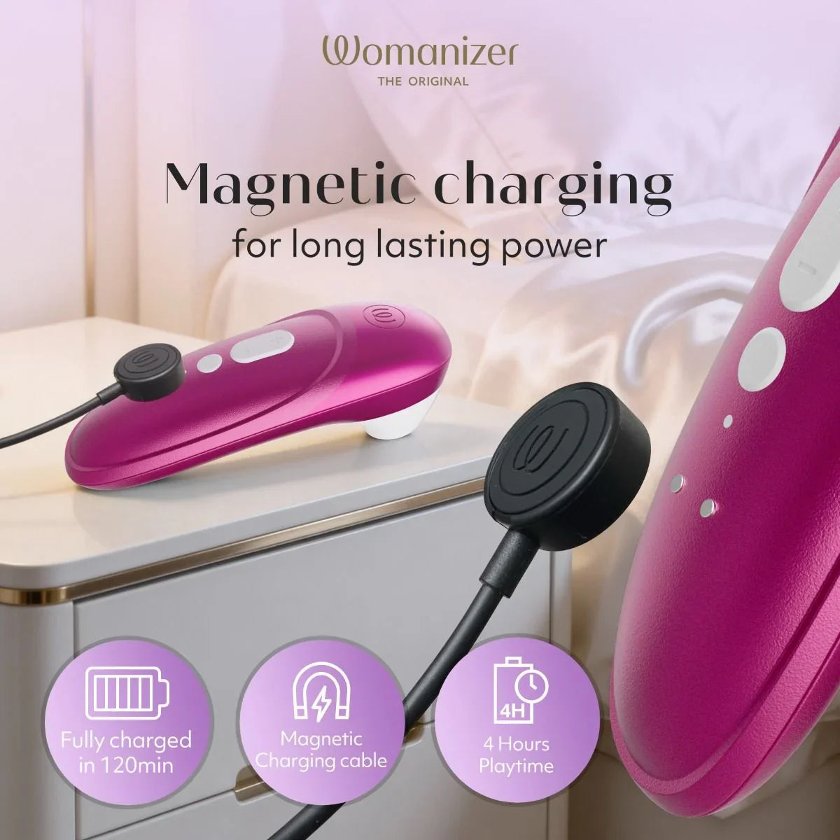 Womanizer Pro Clitoral Stimulator - Vibrant Pink