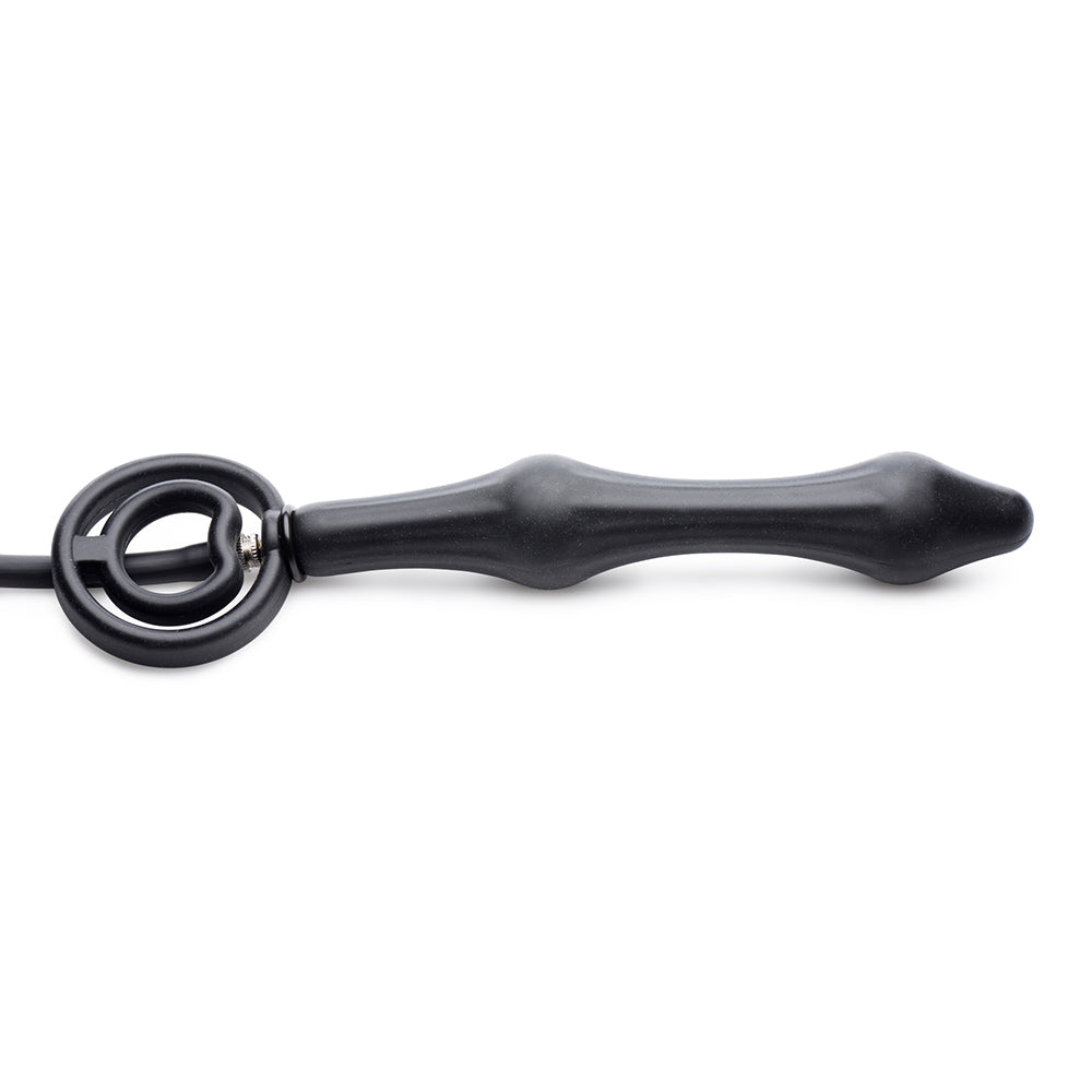 Devils Rattle Inflatable Silicone Anal Plug with Cock and Ball Ring