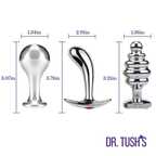 Tools of Temptation Collection (Medium) - Metal Anal Plug Trio – Classic, Curved & Beaded