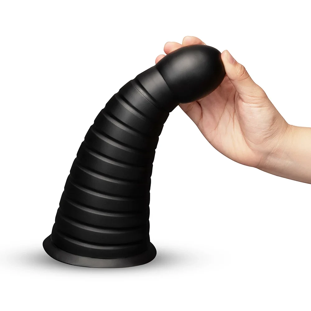 b-Vibe Cone Tapered &amp; Ribbed Dildo with Suction Cup - 10"