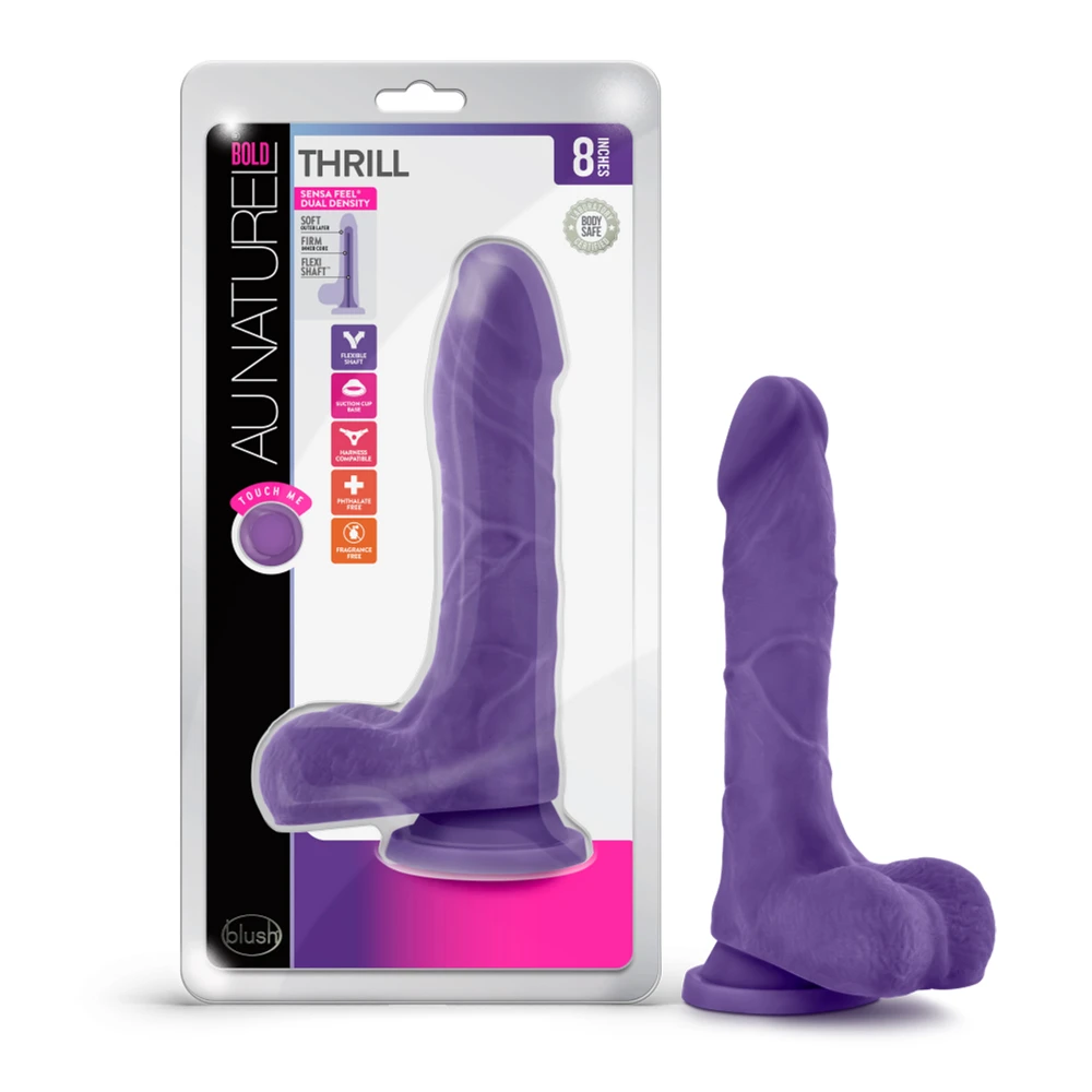 Au Naturel - Bold - Thrill - 8 Inch Dildo - Purple