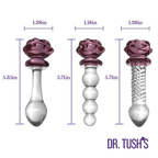 The Sacred Rose Anal Plug & Dildo Glass Trio