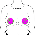 Neon Green Glow-in-the-Dark Pink Smiley Face Breast Pasties