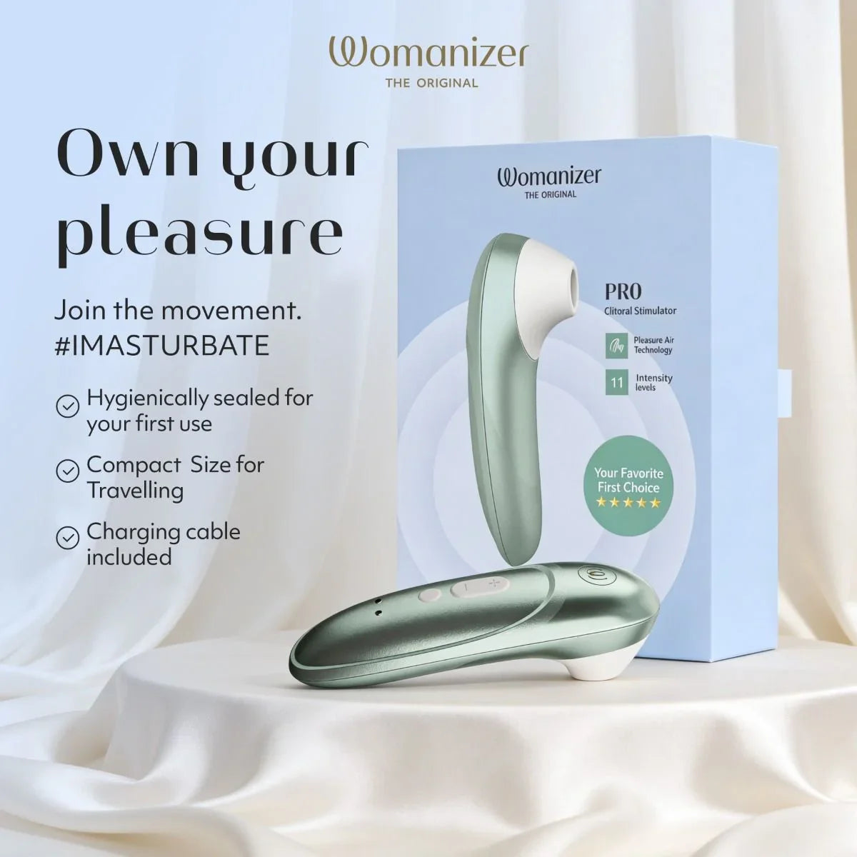 Womanizer Pro -Sage Green Clitoral Stimulator.