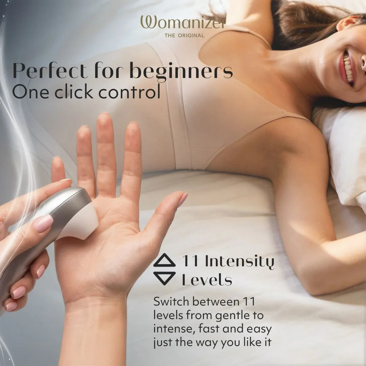 Womanizer Pro Clitoral Stimulator - Silver Gray.