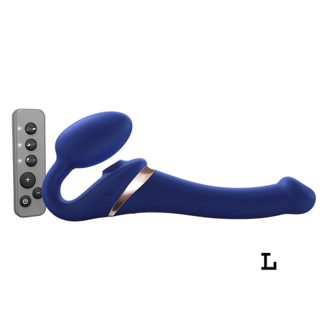 MULTI ORGASM BENDABLE STRAP-ON - L - NIGHT BLUE WITH REMOTE CONTROL